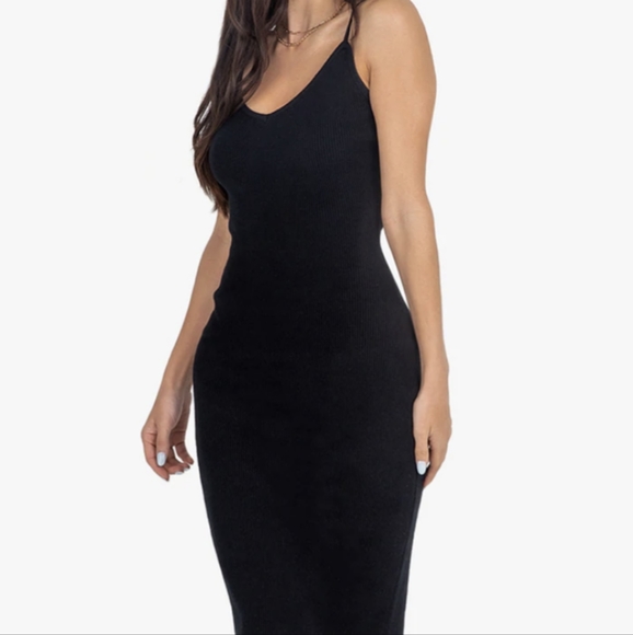 Black Knit Midi Dress - Picture 3 of 4